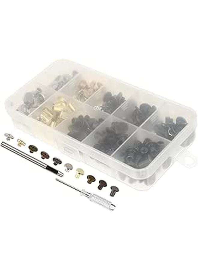 Double Sided Leather Rivets Set 5x8mm 200 Pcs 5 Colors DIY Craft Repair Accessories - Image 1
