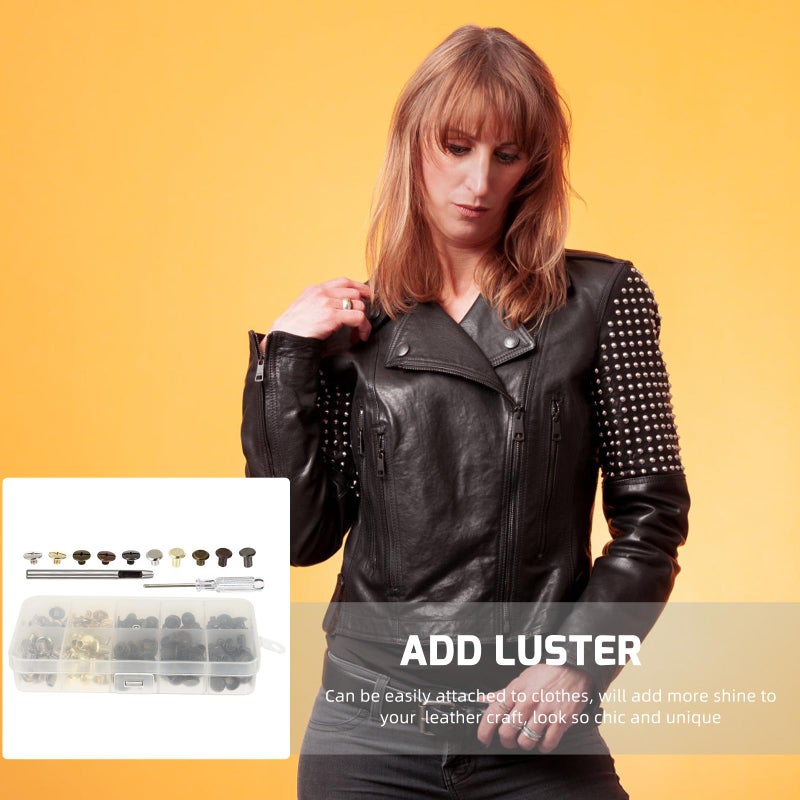 Double Sided Leather Rivets Set 5x8mm 200 Pcs 5 Colors DIY Craft Repair Accessories - Image 5