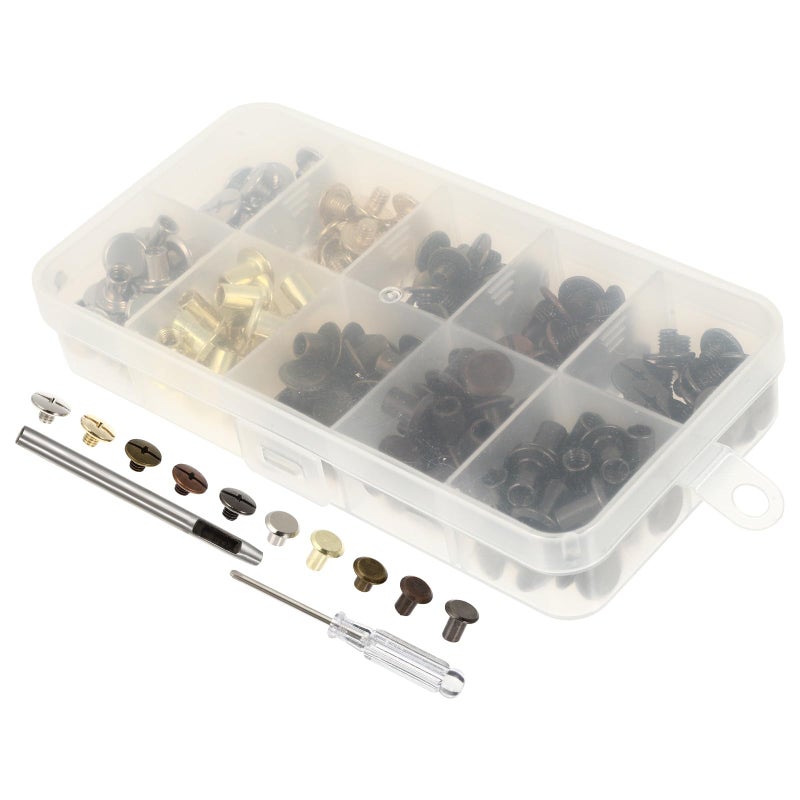 Double Sided Leather Rivets Set 5x8mm 200 Pcs 5 Colors DIY Craft Repair Accessories - Image 2