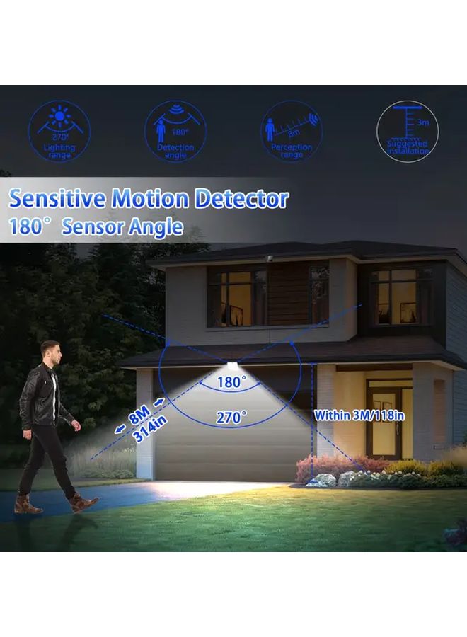 ضوء جدار خارجي يعمل بالطاقة الشمسية 128 مصباح ليد جهاز تحكم عن بعد 3 أوضاع IP65 1 قطعة - Image 3