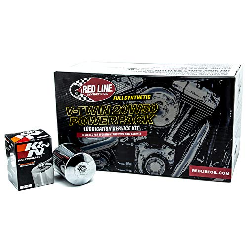 Red Line 90226 Big Twin 20w50 Power Pack Oil Package with K&N High Performance Oil Filter (Complete Kit, Chrome Filter) - Image 2