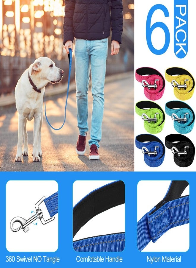 Perthlin 6 Pack 5 ft Nylon Dog Training Leashes Bulk for Medium and Large Dogs Heavy Duty Padded Handle Puppy Leash Traction Rope for Walking, Play, Camping - Image 3