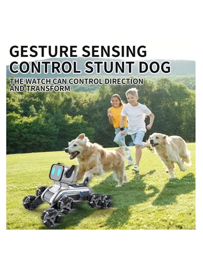 ELTRAZONE Remote-controlled robot, 2.4GHz robot dog, eight-wheel drive stunt robot, with music and lights, sensor control, 2 rechargeable batteries, a birthday gift - Image 4