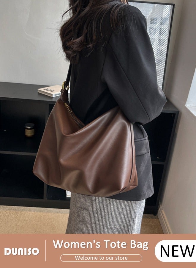 DUNISO Women's Shoulder Tote Bag Faux Leather Handbag for Women Large Capacity Messenger Bag, Fashionable Travel Shoulder Bag for Ladies Girls College Students - Image 1
