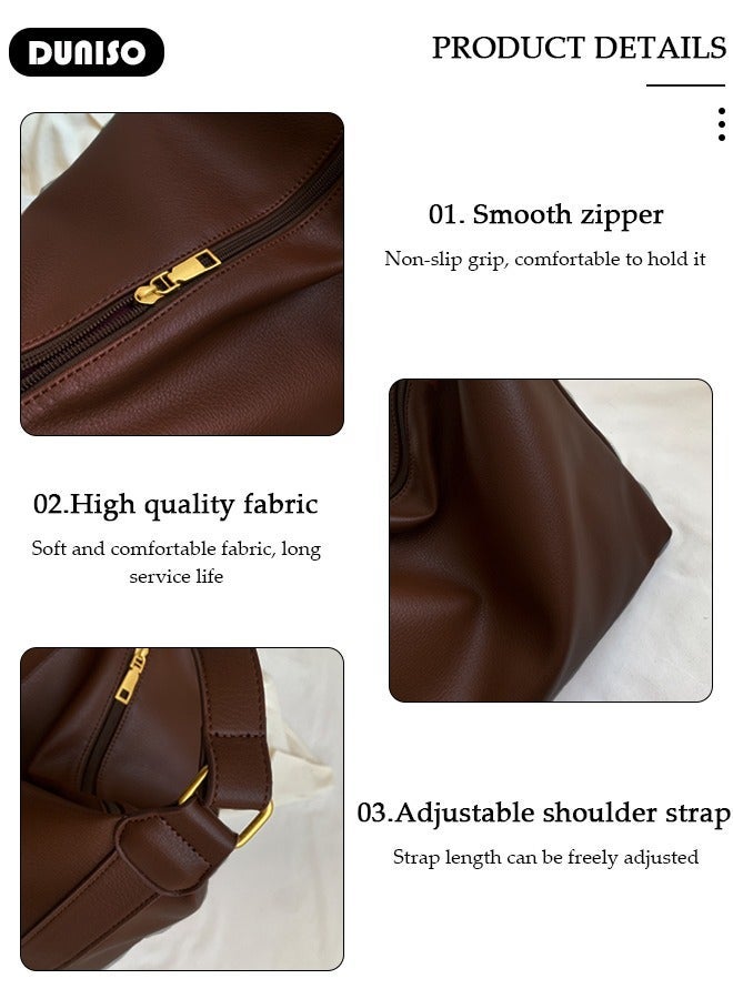 DUNISO Women's Shoulder Tote Bag Faux Leather Handbag for Women Large Capacity Messenger Bag, Fashionable Travel Shoulder Bag for Ladies Girls College Students - Image 2