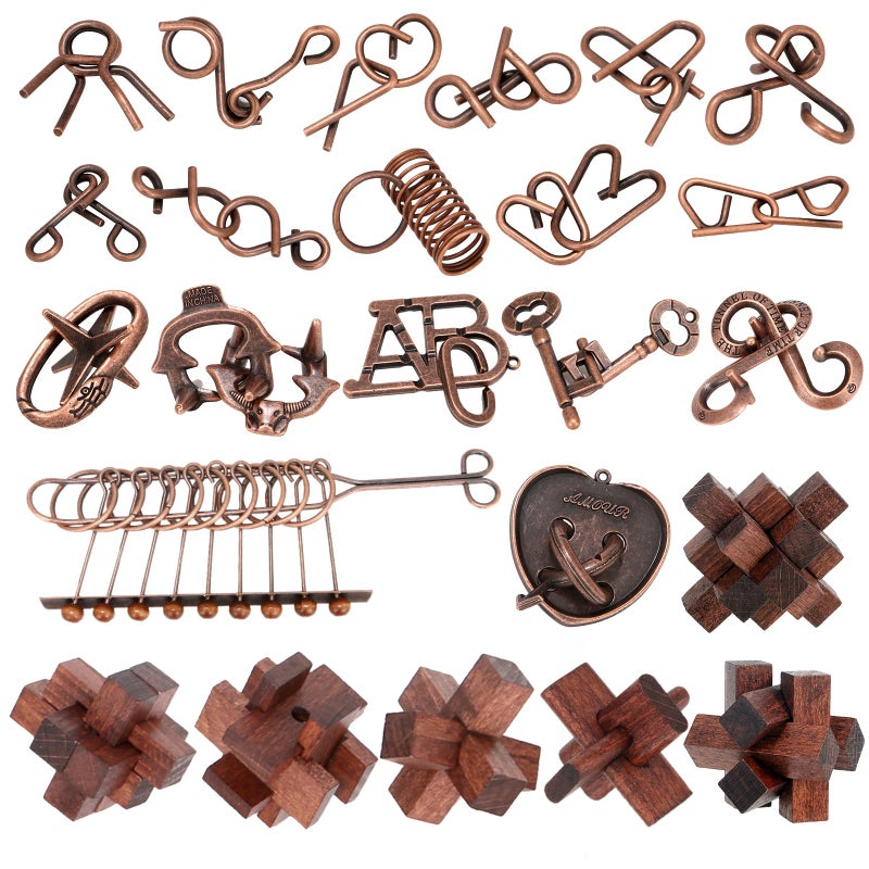 Mytothfy 24 Pcs Brain Teaser Puzzles for Adults  Metal Puzzles 3D Puzzle Game Toys for Adults Teens  Wooden Unlock Interlocking Puzzle Adult IQ Education Smart Toys - Image 3