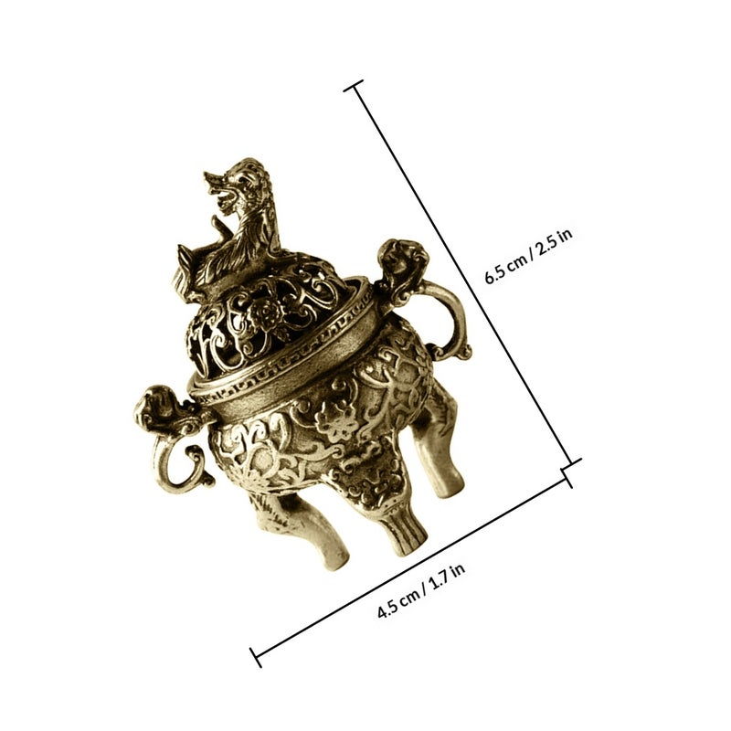 2Pcs Copper Tabletop Mini Incense Burner Incense Holder Copper Antique Censer Home Ornament - Image 2
