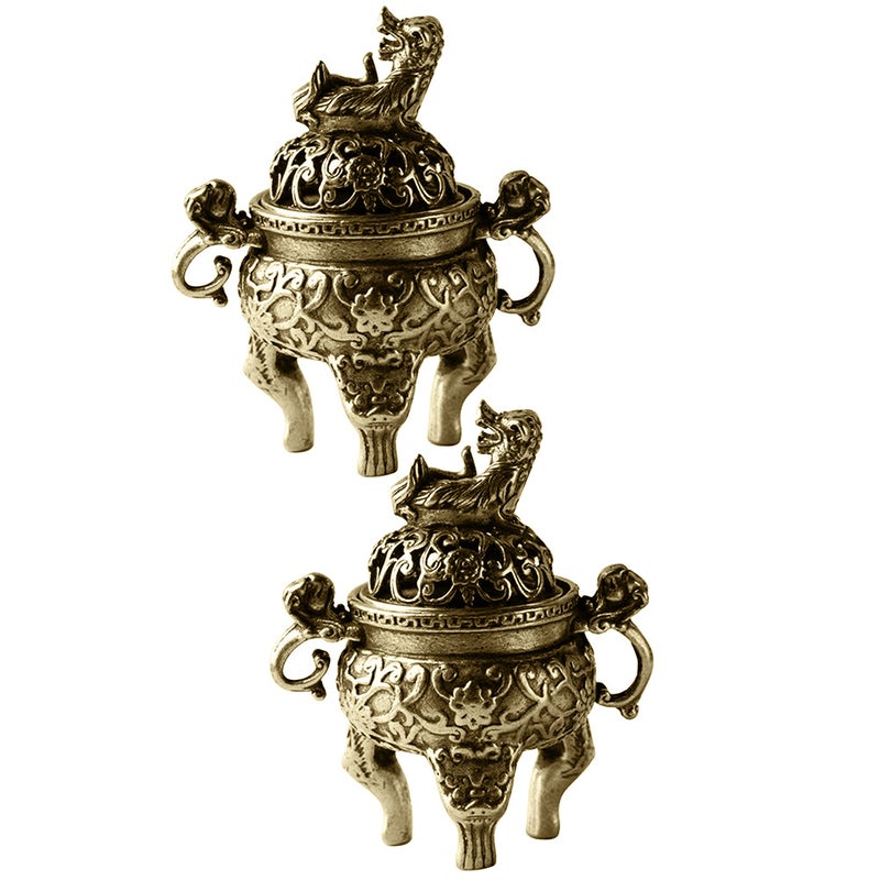 2Pcs Copper Tabletop Mini Incense Burner Incense Holder Copper Antique Censer Home Ornament - Image 5
