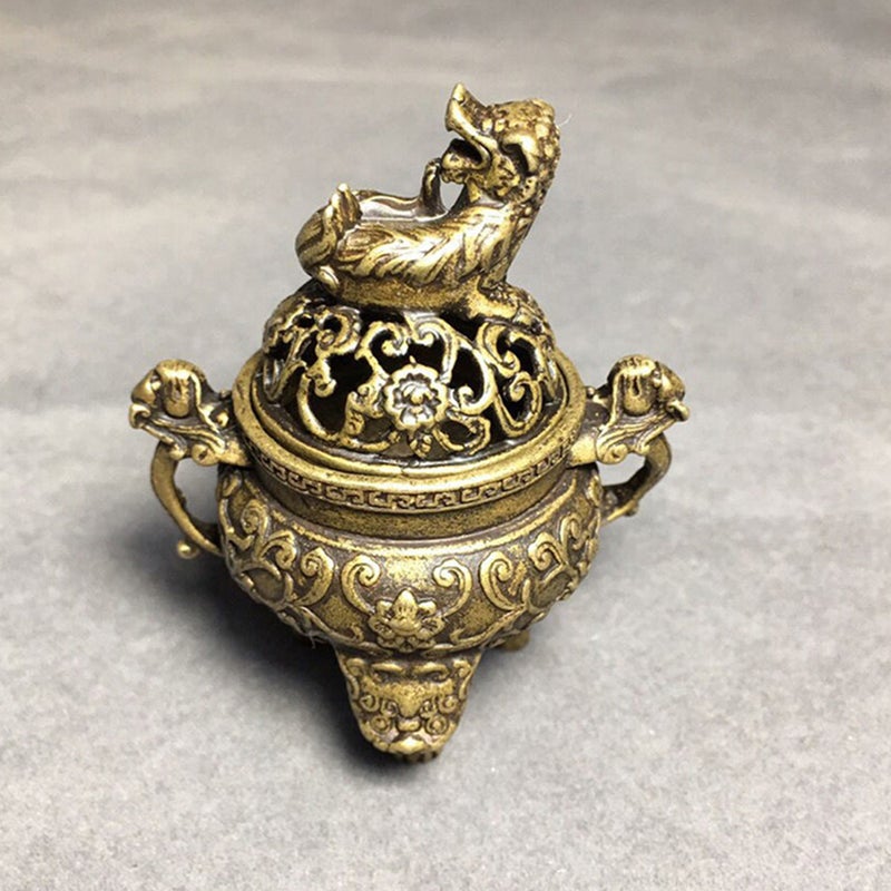 2Pcs Copper Tabletop Mini Incense Burner Incense Holder Copper Antique Censer Home Ornament - Image 1
