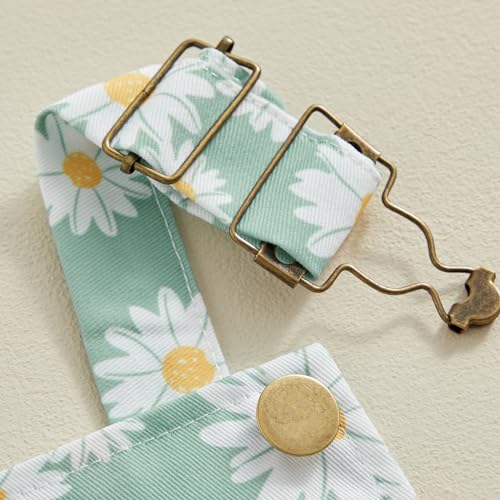 Ayalinggo Toddler Baby Girl Sunflower Print Overalls Shorts with Pocket Suspender Trousers Cute Summer Clothing Outfit (Daisy-green, 18-24 Months) - Image 3
