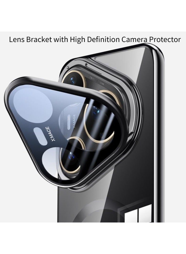 general Huawei Pura 80 Pro/Pro+ 5G Transparent Magnetic Protective Case [Wireless Charging Supported] Metal Camera Mount with Lens Protector, Electroplated Transparent Shock-Absorbing Cover - Image 3