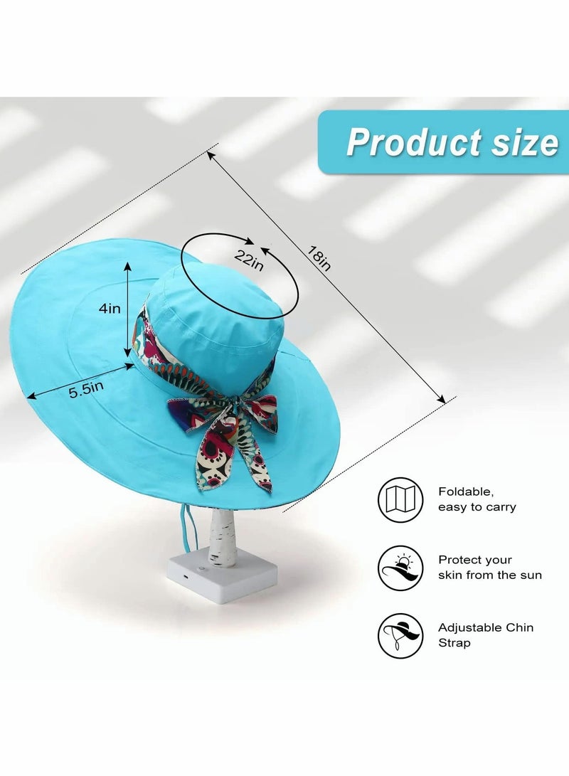 Excefore Womens Beach Hat Floppy Reversible Big Sun Hat Wide Brim Fedora SPF Hat UPF 50+Beach Sun Bucket Hat Packable Reversible Large Brim Floppy Sun Hat - Image 5