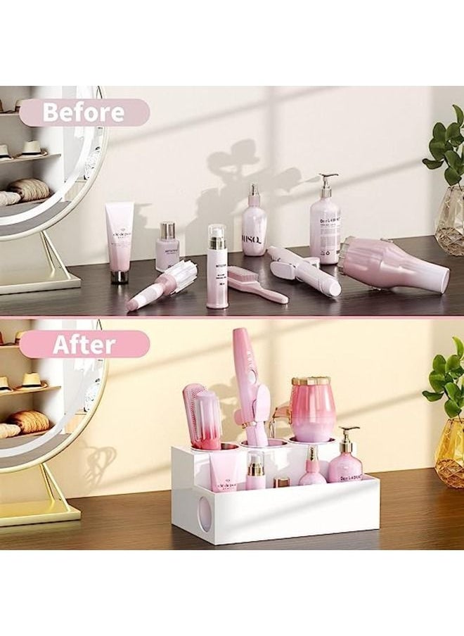 SMARTPOINTS Hair Tool Organizer, White Acrylic Hair Dryer and Styling Holder, Bathroom Countertop Blow Dryer Holder, Vanity Caddy Storage Stand for Accessories, Makeup, Toiletries  - Image 5