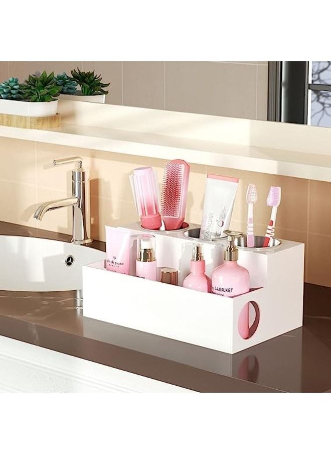 SMARTPOINTS Hair Tool Organizer, White Acrylic Hair Dryer and Styling Holder, Bathroom Countertop Blow Dryer Holder, Vanity Caddy Storage Stand for Accessories, Makeup, Toiletries  - Image 2