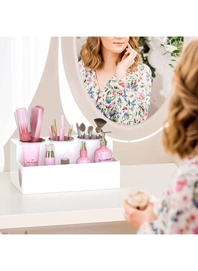 SMARTPOINTS Hair Tool Organizer, White Acrylic Hair Dryer and Styling Holder, Bathroom Countertop Blow Dryer Holder, Vanity Caddy Storage Stand for Accessories, Makeup, Toiletries  - Image 4