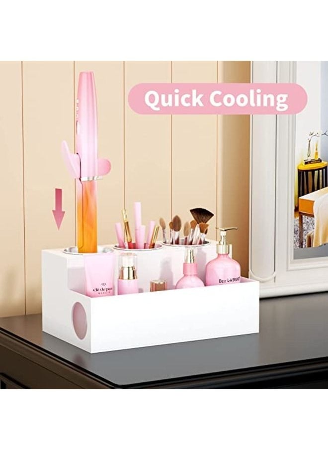 SMARTPOINTS Hair Tool Organizer, White Acrylic Hair Dryer and Styling Holder, Bathroom Countertop Blow Dryer Holder, Vanity Caddy Storage Stand for Accessories, Makeup, Toiletries  - Image 3