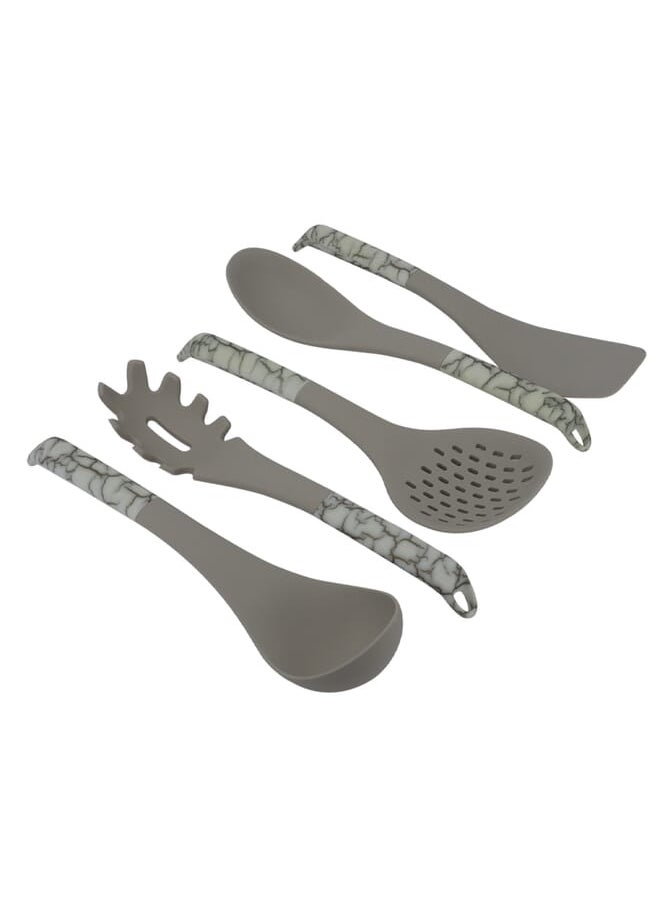 Alsaif Gallery - 6-Piece Silicone Gray Cooking Spoon Set With Stand - Image 1