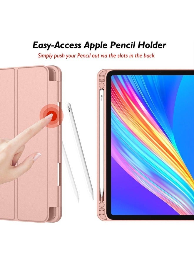 ELTRAZONE Rose Gold Trifold Smart Case for iPad Pro 11-Inch (2022/2021) - Soft TPU Back, Pencil Holder, Auto Wake/Sleep, and Charging Support - Image 5