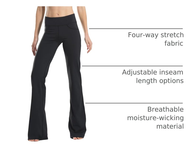 Safort 28" 30" 32" 34" Inseam Regular Tall Bootcut Yoga Pants, 4 Pockets, UPF50+, Black, M - Image 4