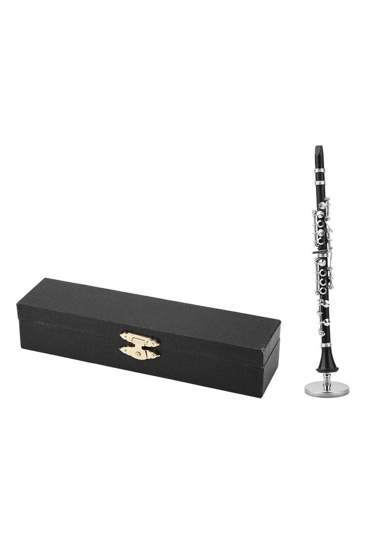 Hztyyier Clarinet Music 16Cm Miniature Black Clarinet Musical Instrument Brass Miniature Clarinet Model with Box for Dollhouse Music Home Room Decoration 