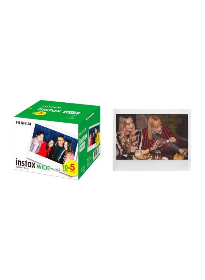 Instax Wide Film 5 Packs X 10 Films (50 Shots Value Pack) for Instax Wide Cameras  and Link Wide printers (Does not fit Instax Mini Cameras)