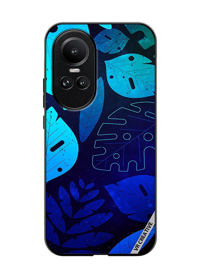 VR CREATIVE Protective Case Cover For Oppo Reno 10 Blue Tropical Leaves Design Multicolour - Image 1