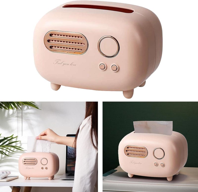 klarakoRadio Tissue Box Napkin Storage Box Removable Paper Dispenser Napkin Holder for Office Decorative klarakoPink - Image 5