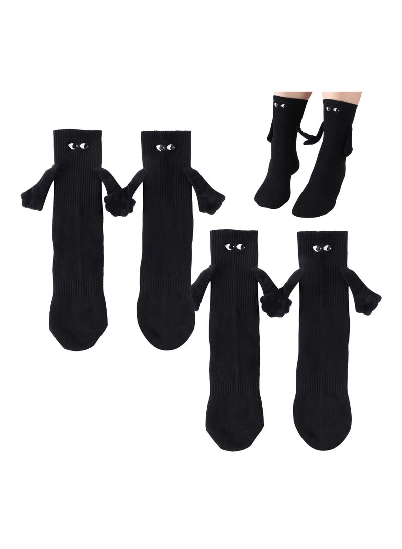 KASTWAVE Holding Hands Socks, Magnetic Socks, Couple Hand in Hand Socks, Mid-Tube Socks, Unisex Mid Tube Funny Hand In Hand Socks, Matching Couple Socks, Funny Gift, Couple Magnetic Hand Socks (2 Black) - Image 1
