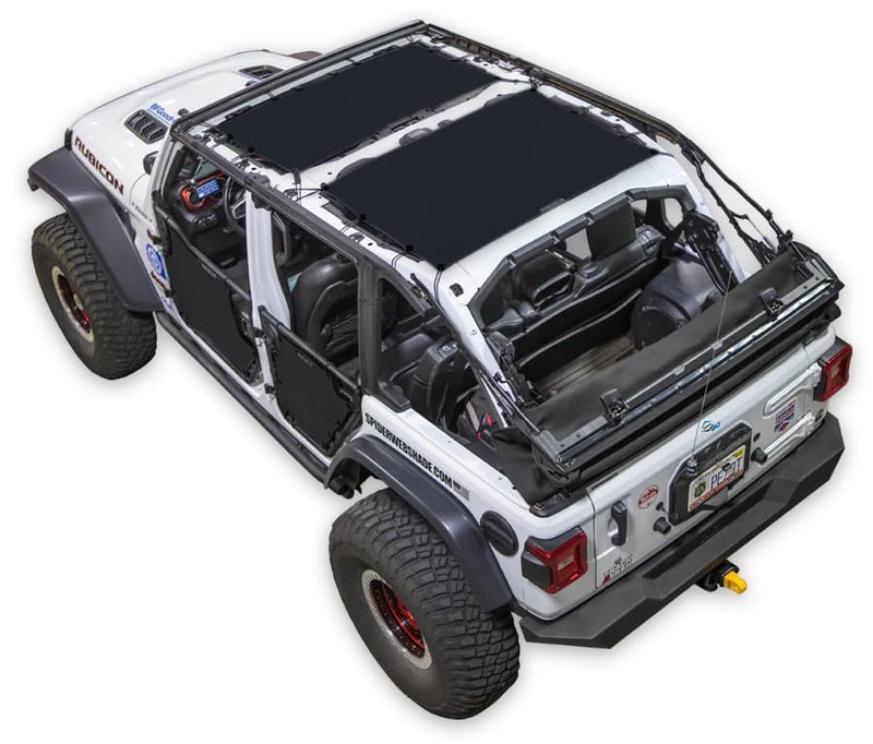 SPIDERWEBSHADE Front and Rear Mesh Shade Top for Jeep Wrangler JLU 4-Door (2018-2026) - Black