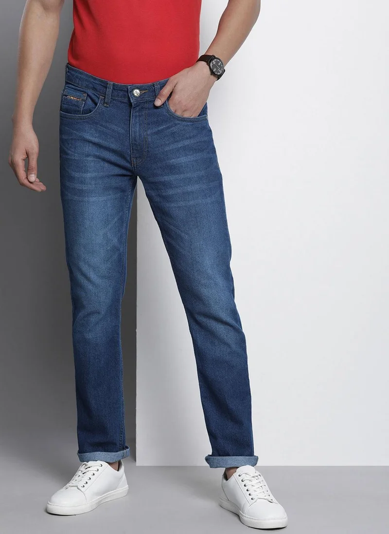 Men Slim Straight Fit Solid Mid-Rise Stretchable Jeans