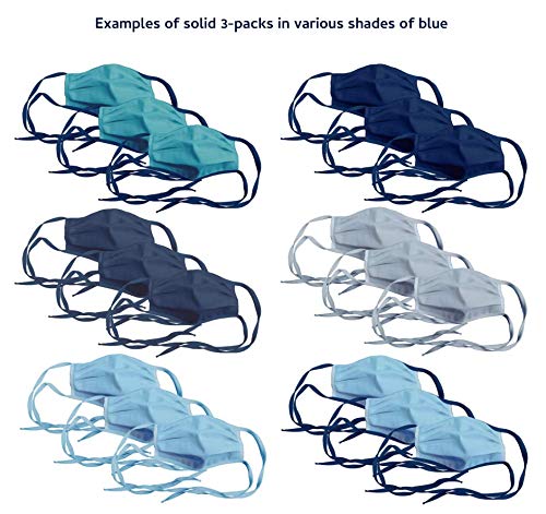 City Scene Adjustable Cotton Blend Face Cover 3-Pack, Blue Twill, 65% Poly Blend - Assorted Blue, 5 in x 4.5 in x 0.5 in (226673) - Image 2