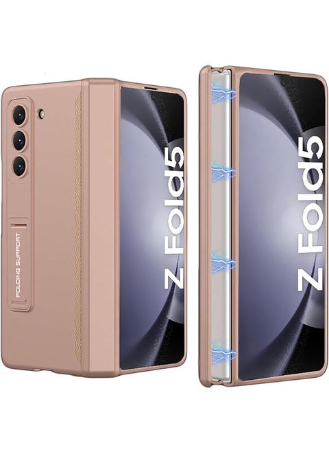 Compatible For Samsung Galaxy Z Fold 5 Case Hinge Coverage Protective Case With Built In Kickstand Pc Magnetic All Inclusive Shockproof Cover For Samsung Galaxy Z Fold 5 5G 2023 Gold