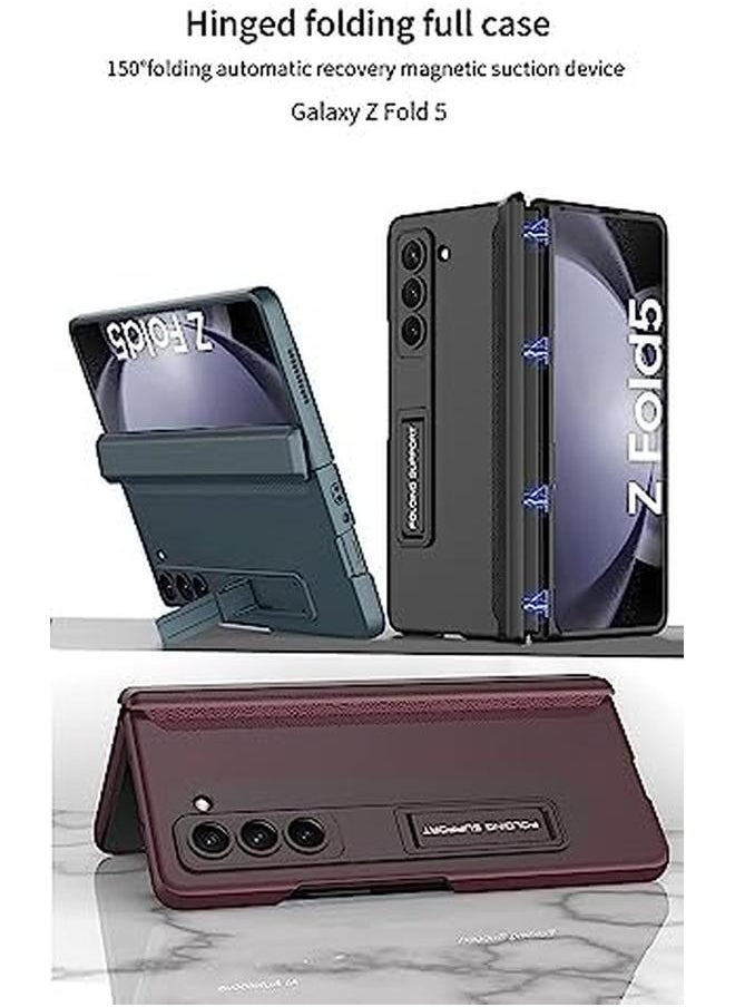 erorex - Compatible For Samsung Galaxy Z Fold 5 Case Hinge Coverage Protective Case With Built In Kickstand Pc Magnetic All Inclusive Shockproof Cover For Samsung Galaxy Z Fold 5 5G 2023 Gold - Image 1