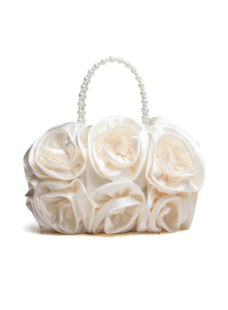 Sunfere Satin Rosettes Pearl Handbag