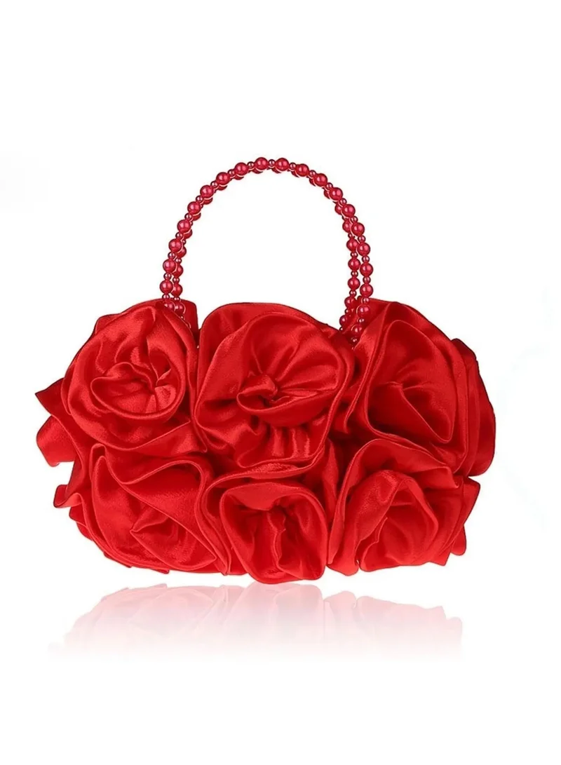 Sunfere Satin Rosettes Pearl Handbag
