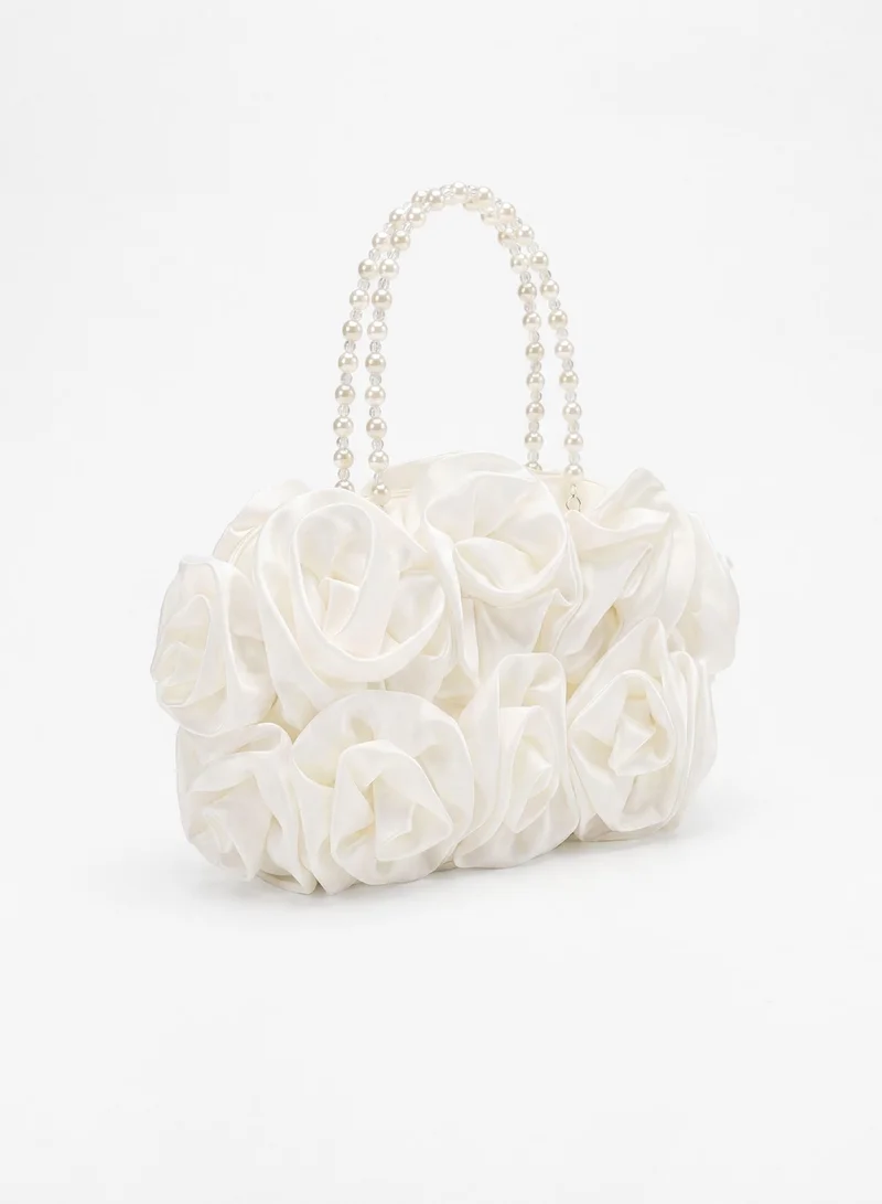 Sunfere Satin Rosettes Pearl Handbag