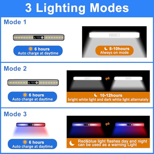 Aolyty Solar Lights Outdoor 3 Work Modes Solar Strobe Lights Waterproof Warning Wall Light 4 Pack Bright White LightRed Blue Light Flashing for Garden Patio Yard Front Door Home - Image 3