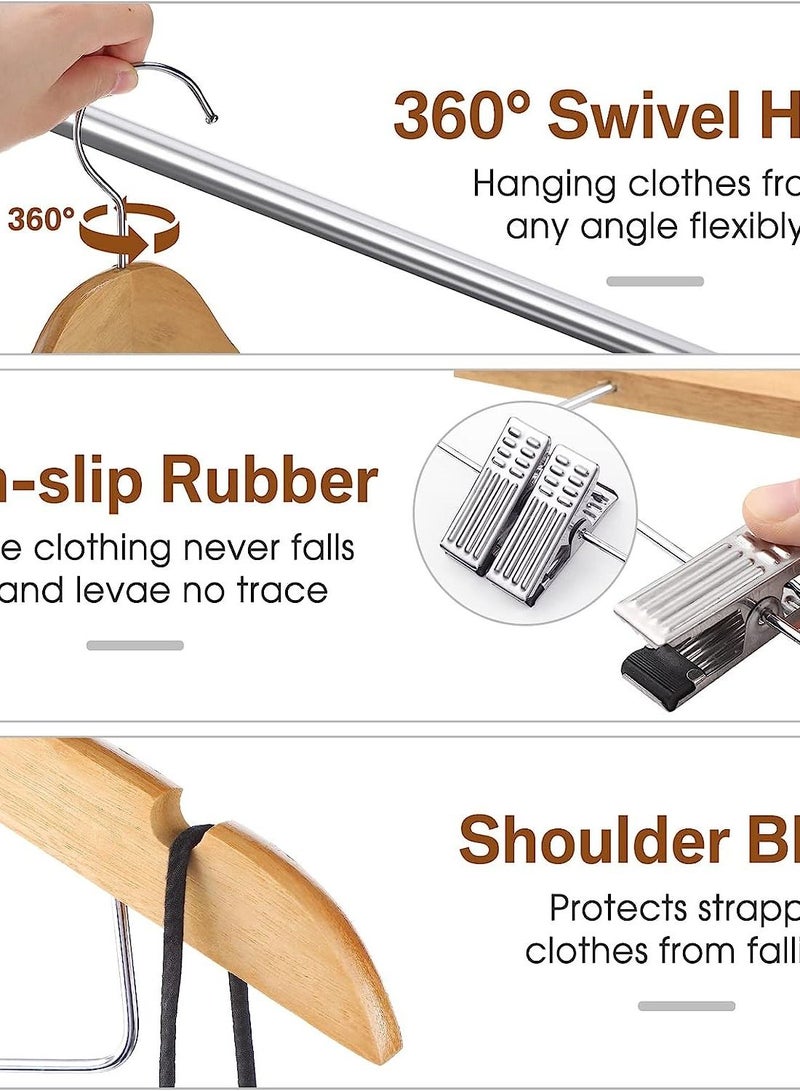 AXENTURE 15 PACK HIGH GRADE WOODEN PANTS AND SKIRT HANGER WITH CLIP - Image 3