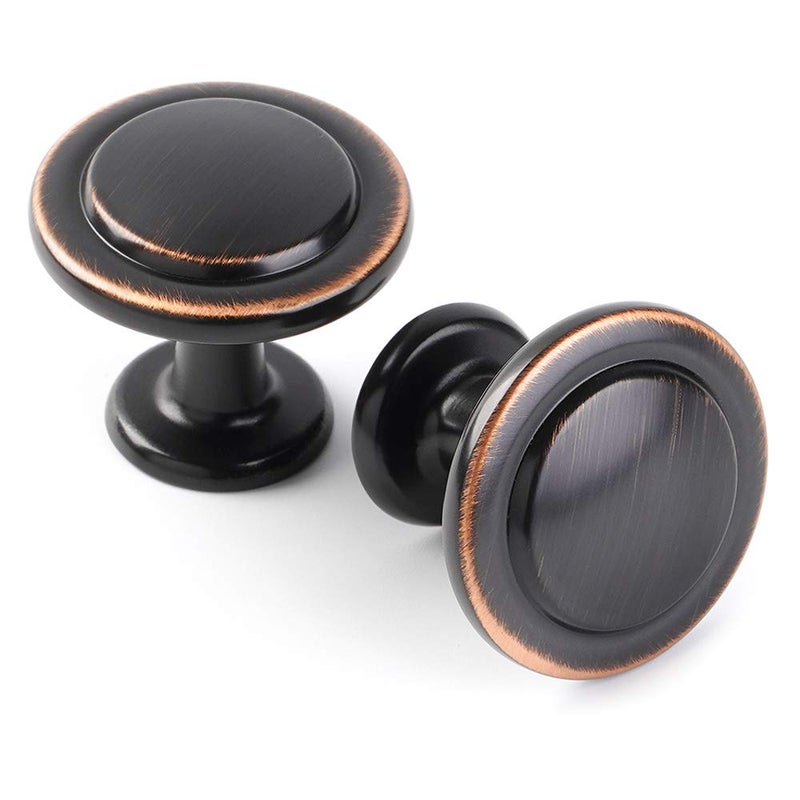 KOOFIZO Round Cabinet Knobs Oil Rubbed Bronze Cabinet Pulls, Dia. 1-1/4 Inch, 10 Pack Bronze Drawer Knobs for Kitchen Cabinets 1960 Drawers Dresser Cupboard Bedroom Bathroom - Image 1