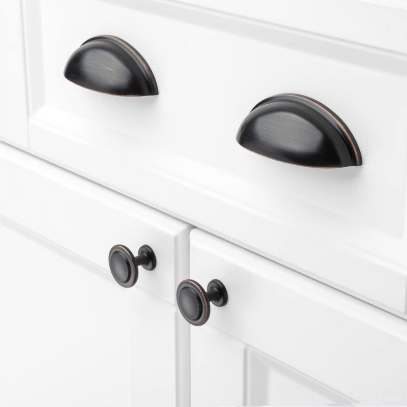 KOOFIZO Round Cabinet Knobs Oil Rubbed Bronze Cabinet Pulls, Dia. 1-1/4 Inch, 10 Pack Bronze Drawer Knobs for Kitchen Cabinets 1960 Drawers Dresser Cupboard Bedroom Bathroom - Image 5