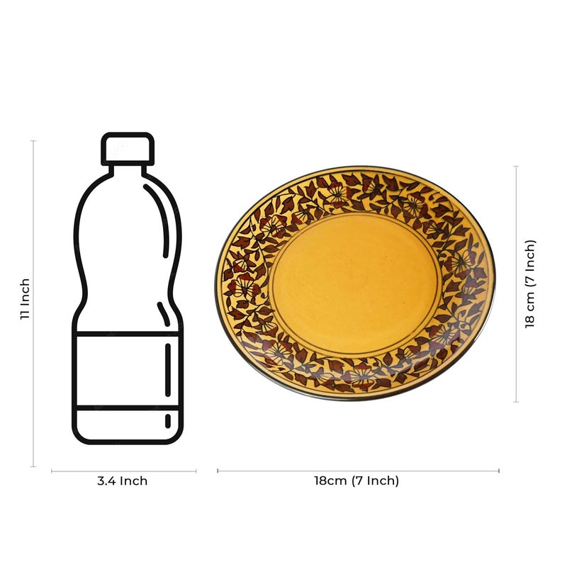 Caffeine Caffeine Ceramic Handmade Stoneware Brown Sehra Quarter Plate 7”(Set of 2 Dishwasher & Microwave Safe) - Image 5