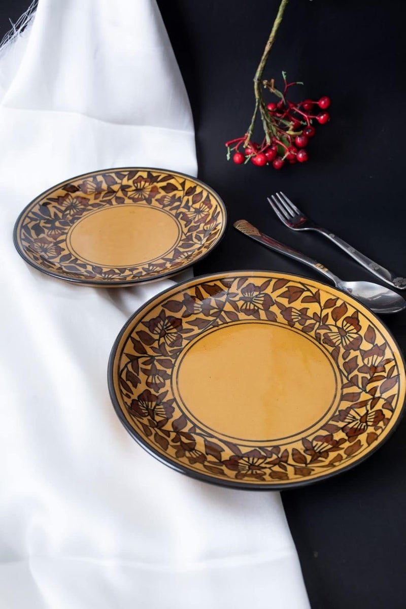 Caffeine Caffeine Ceramic Handmade Stoneware Brown Sehra Quarter Plate 7”(Set of 2 Dishwasher & Microwave Safe) - Image 2