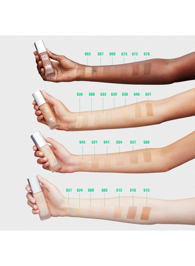 3INA The 24H Foundation 615-24H Long-Wearing Formula - Medium To High Buildable Coverage - Smooth Matte Finish - Expanded Shade Selection - Waterproof, Cruelty Free, Vegan Makeup - 1.01 Oz - Image 4