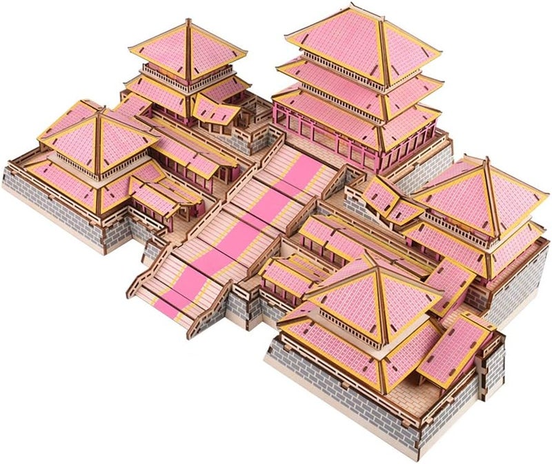 مجموعة نموذج منزل صيني خشبي للتركيب الذاتي، لعبة بناء تعليمية للأطفال، زينة للمنزل - Image 2
