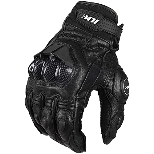 ILM Air Flow Leather Motorcycle Gloves Touchscreen for Men and Women Model-GRC01 (L, Black) - Image 1