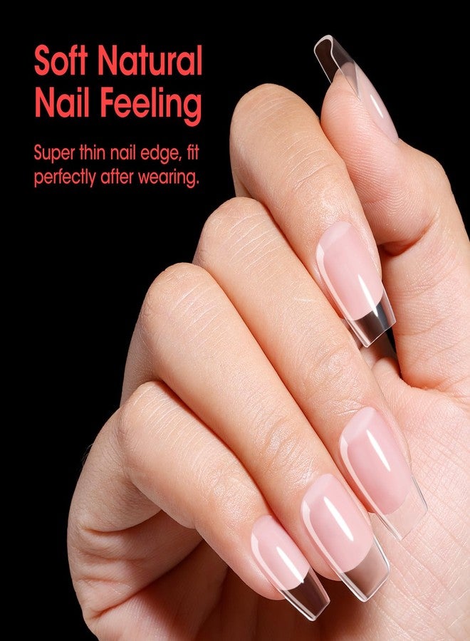 Gellen Short Coffin Press on Nails - 504Pcs Clear Acrylic Nail Tips, Half Matte Finish, Full Coverage Short Coffin Press on Nails 12 Sizes for DIY & Salon Manicure - Image 3