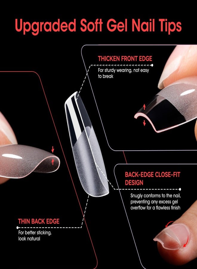 Gellen Short Coffin Press on Nails - 504Pcs Clear Acrylic Nail Tips, Half Matte Finish, Full Coverage Short Coffin Press on Nails 12 Sizes for DIY & Salon Manicure - Image 4