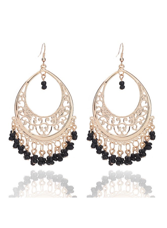 NIBEMINENT Fashion Vintage Hollow Water Drop Pearl Tassel Earrings