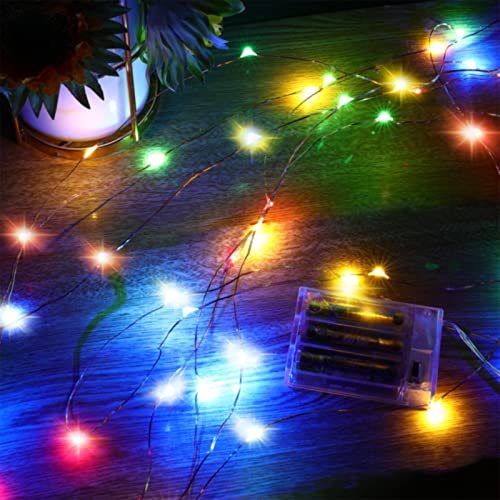 Ariceleo Led Fairy Lights Battery Operated, 2 Packs Mini Battery Powered Copper Wire Starry Fairy Lights for Bedroom, Christmas, Parties, Wedding, Centerpiece, Decoration (5m/16ft Multi-Colored) - Image 1