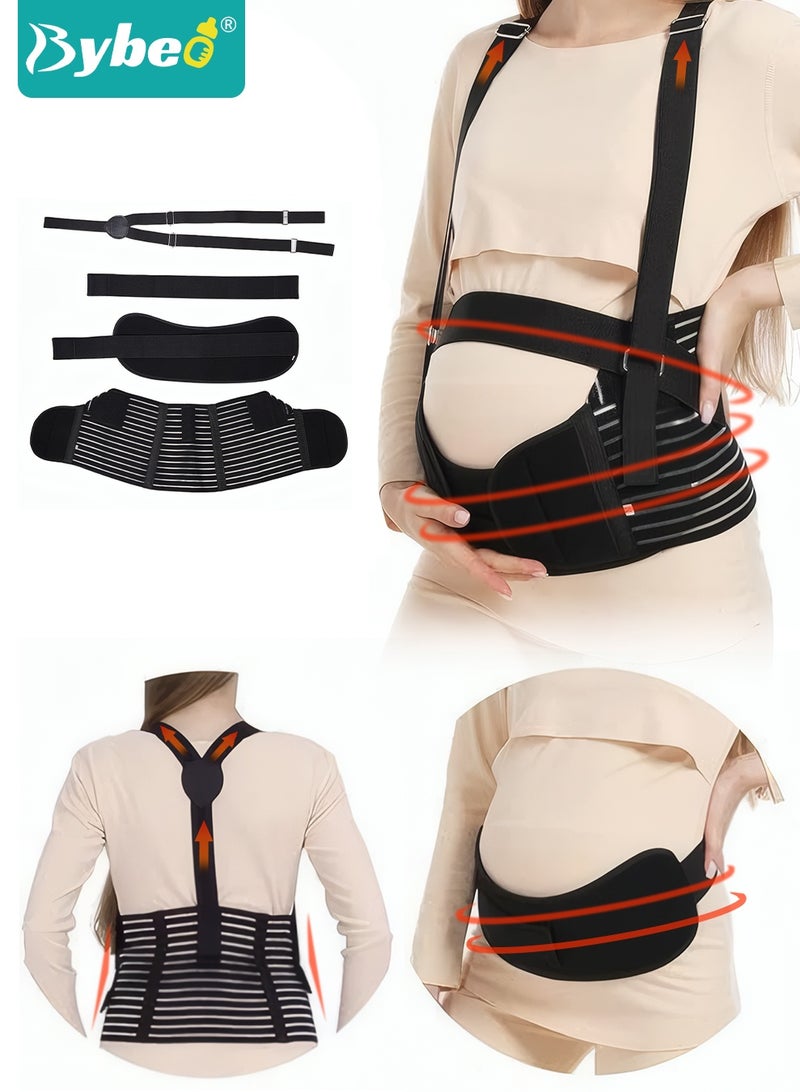 Bybeo Pregnancy Belly Support Band, Adjustable Breathable Maternity Support Belt, Adjustable 3-in-1 Maternity Belt with Shoulder Strap and Back Support - Image 1